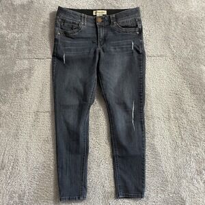 Democracy Ab Technology Jeans Womens Size‎ 8 Dark Wash Blue Distressed Denim